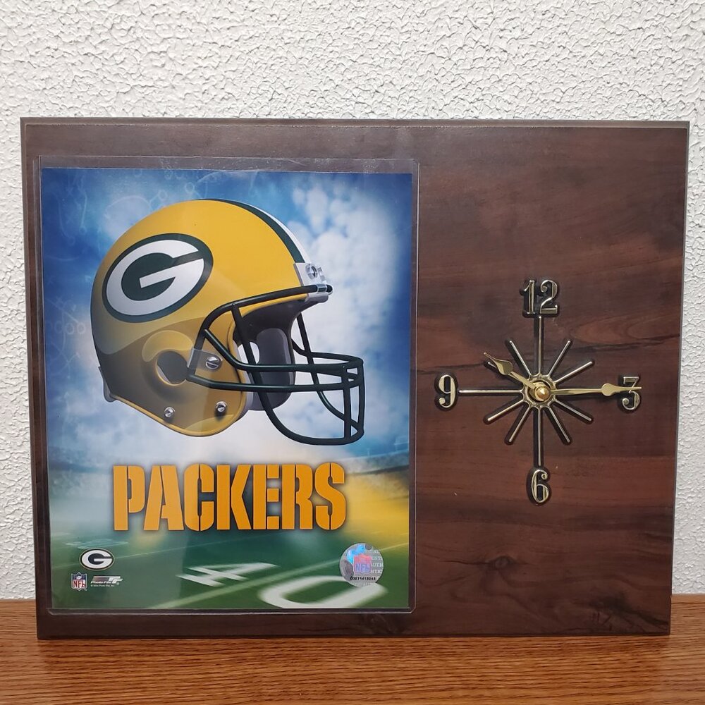 Clock - Wall Decor - NFL Green Bay Packers Football - 12" x 15"